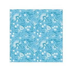 Blue White Flowers Small Satin Scarf (square) by Eskimos