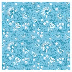 Blue White Flowers Wooden Puzzle Square by Eskimos