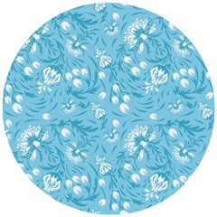 Blue White Flowers Wooden Puzzle Round by Eskimos