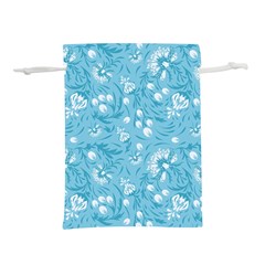 Blue White Flowers Lightweight Drawstring Pouch (l) by Eskimos