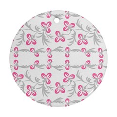 Pink folk flowers Ornament (Round)