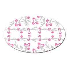 Pink folk flowers Oval Magnet