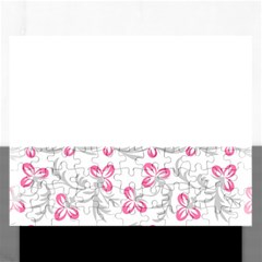 Pink Folk Flowers Rectangular Jigsaw Puzzl by Eskimos