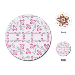 Pink Folk Flowers Playing Cards Single Design (round)