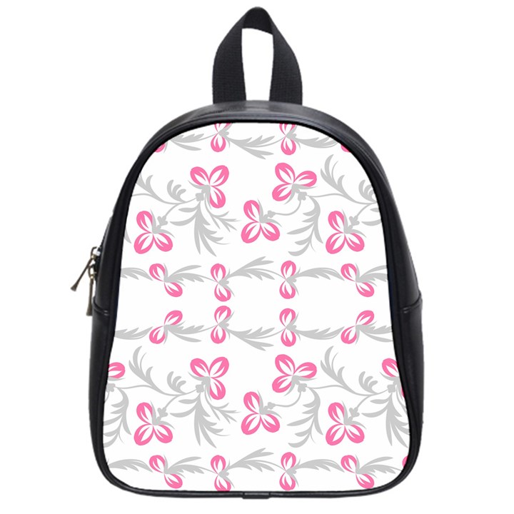 Pink folk flowers School Bag (Small)