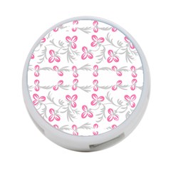 Pink Folk Flowers 4-port Usb Hub (two Sides) by Eskimos