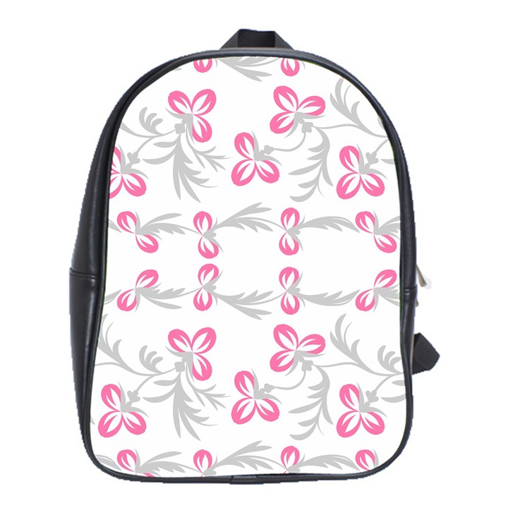 Pink folk flowers School Bag (XL)