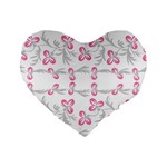 Pink folk flowers Standard 16  Premium Flano Heart Shape Cushions Front