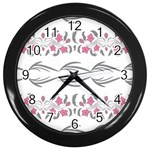 Folk ornament Wall Clock (Black) Front