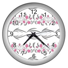 Folk Ornament Wall Clock (silver) by Eskimos