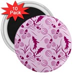 Dark pink flowers 3  Magnets (10 pack)  Front