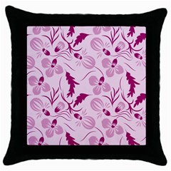 Dark Pink Flowers Throw Pillow Case (black) by Eskimos