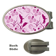 Dark Pink Flowers Money Clips (oval)  by Eskimos