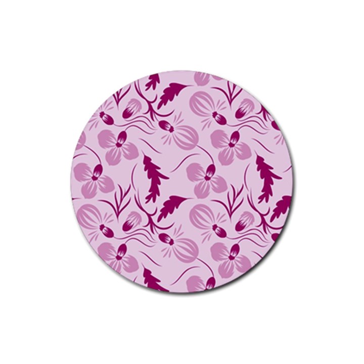 Dark pink flowers Rubber Coaster (Round) 