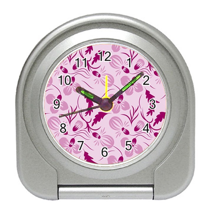 Dark pink flowers Travel Alarm Clock