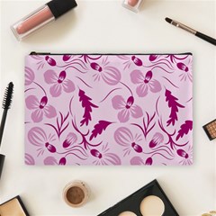 Dark Pink Flowers Cosmetic Bag (large) by Eskimos