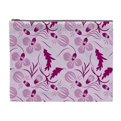 Dark Pink Flowers Cosmetic Bag (xl) by Eskimos