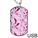 Dark pink flowers Dog Tag USB Flash (One Side) Front