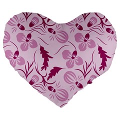 Dark Pink Flowers Large 19  Premium Heart Shape Cushions by Eskimos