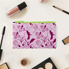 Dark Pink Flowers Cosmetic Bag (xs) by Eskimos