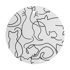 Cats Line Art  Ornament (round) by Sobalvarro