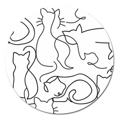 Cats Line Art  Magnet 5  (round) by Sobalvarro