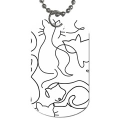 Cats Line Art  Dog Tag (one Side) by Sobalvarro