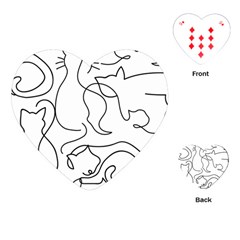 Cats Line Art  Playing Cards Single Design (heart)