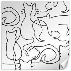 Cats Line Art  Canvas 12  X 12  by Sobalvarro