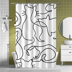 Cats Line Art  Shower Curtain 48  X 72  (small)  by Sobalvarro