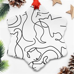 Cats Line Art  Ornament (snowflake)