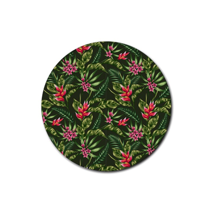 Tropical flowers Rubber Coaster (Round) 