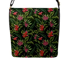 Tropical Flowers Flap Closure Messenger Bag (l) by goljakoff