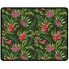 Tropical Flowers Double Sided Fleece Blanket (medium)  by goljakoff