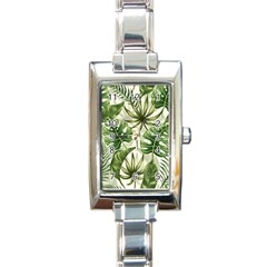 Tropical Leaves Rectangle Italian Charm Watch by goljakoff