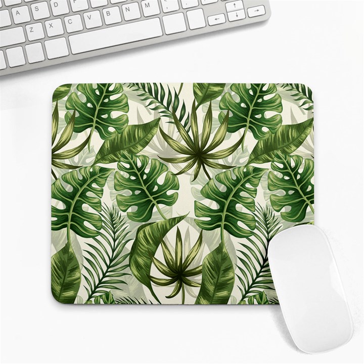 Tropical leaves Large Mousepads