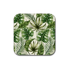 Tropical Leaves Rubber Coaster (square)  by goljakoff