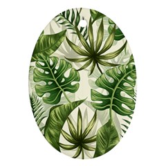 Tropical Leaves Oval Ornament (two Sides)