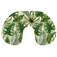 Tropical Leaves Travel Neck Pillow by goljakoff