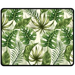 Tropical Leaves Double Sided Fleece Blanket (medium)  by goljakoff