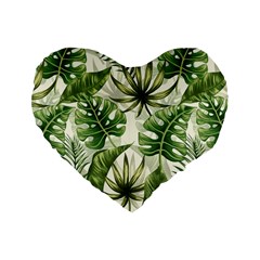 Tropical Leaves Standard 16  Premium Flano Heart Shape Cushions by goljakoff