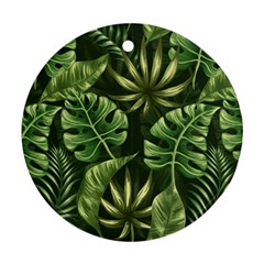 Green Tropical Leaves Ornament (round) by goljakoff