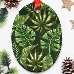 Green Tropical Leaves Ornament (oval) by goljakoff