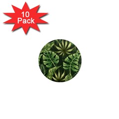 Green Tropical Leaves 1  Mini Magnet (10 Pack)  by goljakoff