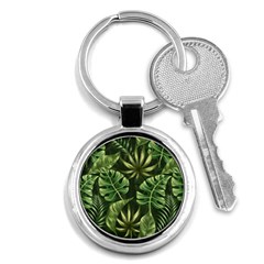 Green Tropical Leaves Key Chain (round) by goljakoff