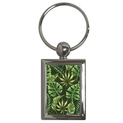 Green Tropical Leaves Key Chain (rectangle) by goljakoff