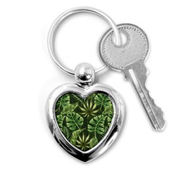 Green Tropical Leaves Key Chain (heart) by goljakoff