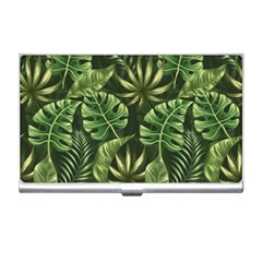 Green Tropical Leaves Business Card Holder by goljakoff