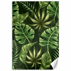 Green Tropical Leaves Canvas 12  X 18  by goljakoff