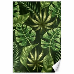 Green Tropical Leaves Canvas 24  X 36  by goljakoff